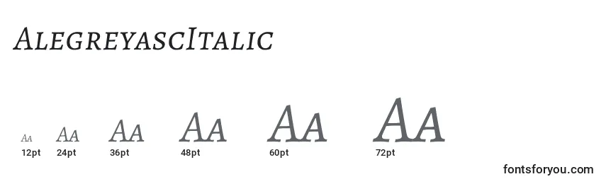 Размеры шрифта AlegreyascItalic