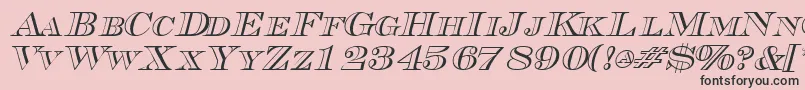 フォントTriboutlinescapssskItalic – ピンクの背景に黒い文字