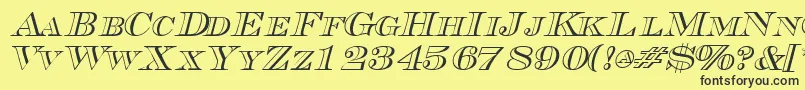 Шрифт TriboutlinescapssskItalic – чёрные шрифты на жёлтом фоне