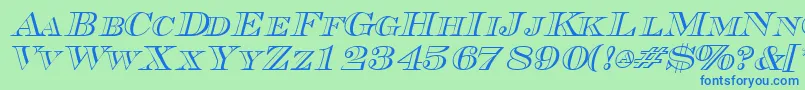 TriboutlinescapssskItalic Font – Blue Fonts on Green Background