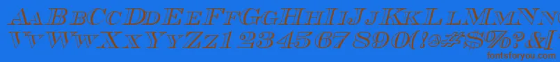 Шрифт TriboutlinescapssskItalic – коричневые шрифты на синем фоне