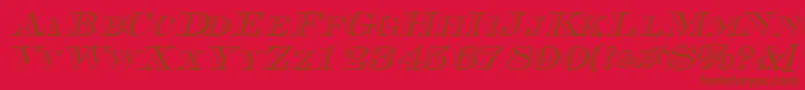 TriboutlinescapssskItalic-Schriftart – Braune Schriften auf rotem Hintergrund