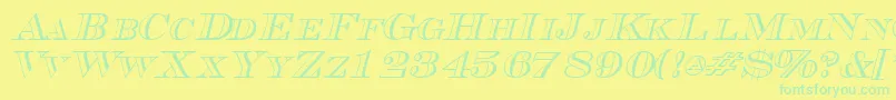 TriboutlinescapssskItalic Font – Green Fonts on Yellow Background