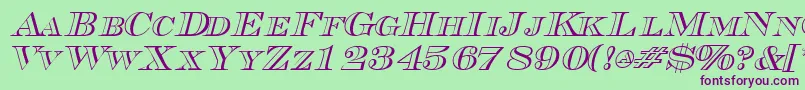 TriboutlinescapssskItalic Font – Purple Fonts on Green Background