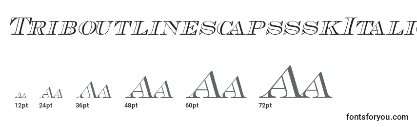Размеры шрифта TriboutlinescapssskItalic