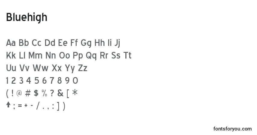 Fuente Bluehigh - alfabeto, números, caracteres especiales