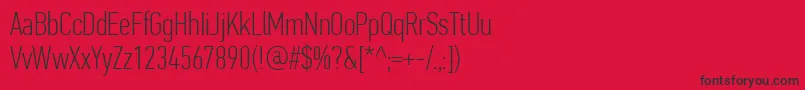Шрифт PfdintextcompproThin – чёрные шрифты на красном фоне
