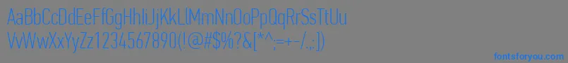 PfdintextcompproThin-Schriftart – Blaue Schriften auf grauem Hintergrund