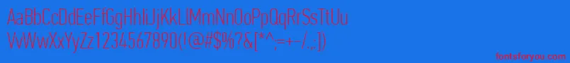 PfdintextcompproThin Font – Red Fonts on Blue Background