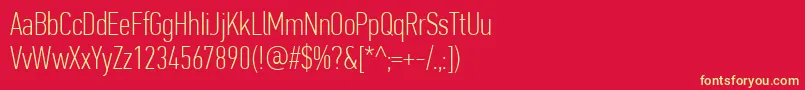 PfdintextcompproThin Font – Yellow Fonts on Red Background