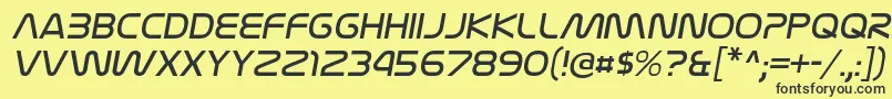 フォントNasalizationltItalic – 黒い文字の黄色い背景