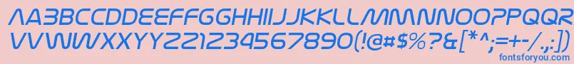 フォントNasalizationltItalic – ピンクの背景に青い文字