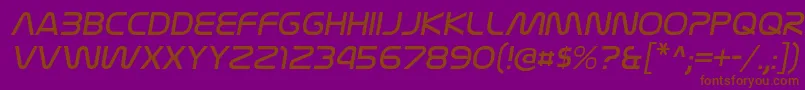 フォントNasalizationltItalic – 紫色の背景に茶色のフォント