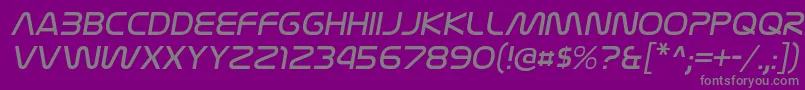 フォントNasalizationltItalic – 紫の背景に灰色の文字