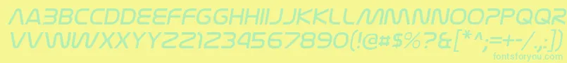 NasalizationltItalic-fontti – vihreät fontit keltaisella taustalla