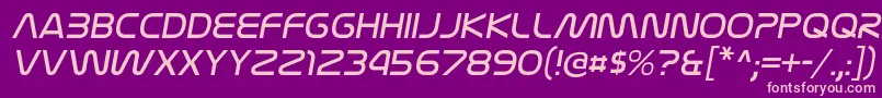 フォントNasalizationltItalic – 紫の背景にピンクのフォント