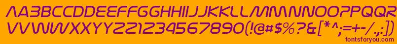 NasalizationltItalic-Schriftart – Violette Schriften auf orangefarbenem Hintergrund