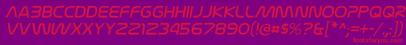 NasalizationltItalic-fontti – punaiset fontit violetilla taustalla