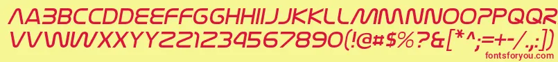 NasalizationltItalic-fontti – punaiset fontit keltaisella taustalla