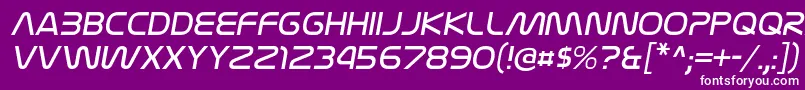NasalizationltItalic-fontti – valkoiset fontit violetilla taustalla
