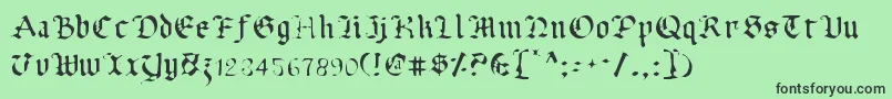 フォントUberv2l – 緑の背景に黒い文字