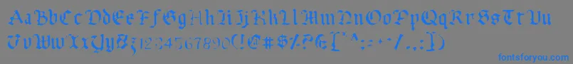 フォントUberv2l – 灰色の背景に青い文字