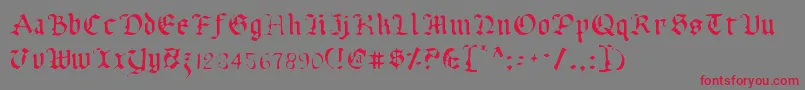 フォントUberv2l – 赤い文字の灰色の背景