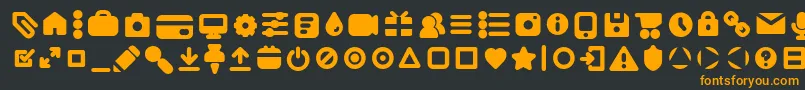 Шрифт AristaProIconsBoldTrial – оранжевые шрифты на чёрном фоне
