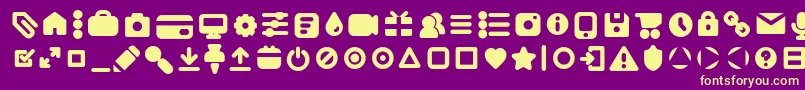 フォントAristaProIconsBoldTrial – 紫の背景に黄色のフォント