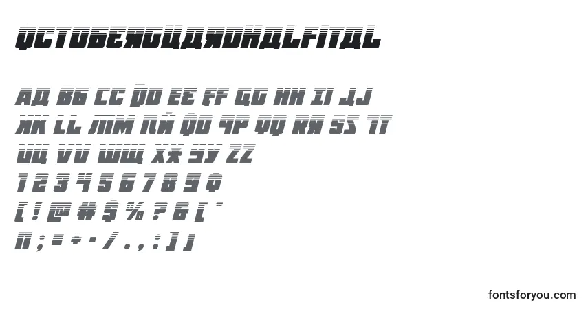 Шрифт Octoberguardhalfital – алфавит, цифры, специальные символы