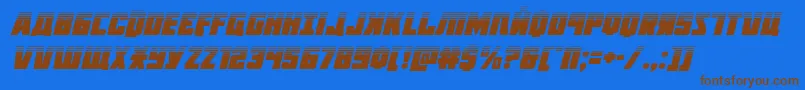 フォントOctoberguardhalfital – 茶色の文字が青い背景にあります。