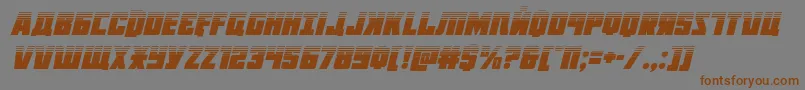 フォントOctoberguardhalfital – 茶色の文字が灰色の背景にあります。