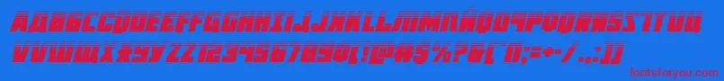 Octoberguardhalfital-Schriftart – Rote Schriften auf blauem Hintergrund