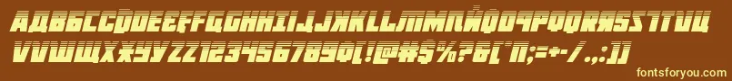 フォントOctoberguardhalfital – 黄色のフォント、茶色の背景