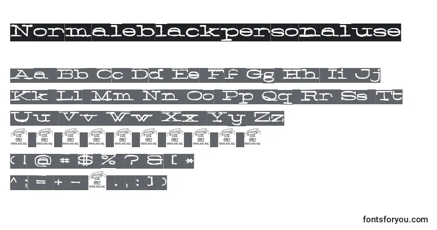 Czcionka Normaleblackpersonaluse – alfabet, cyfry, specjalne znaki