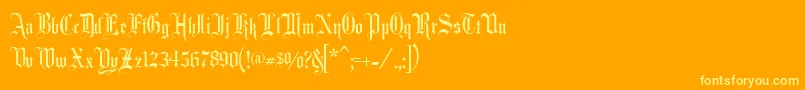Więcej informacji o czcionce Fancycardtext Czcionka Fancycardtext – żółte czcionki na pomarańczowym tle