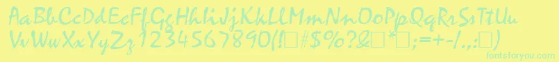Fonte ZephyrRegular – fontes verdes em um fundo amarelo