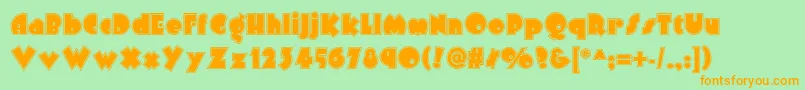 Arbuckleinlinenf-Schriftart – Orangefarbene Schriften auf grünem Hintergrund