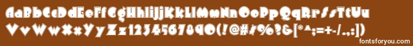 Arbuckleinlinenf-Schriftart – Weiße Schriften auf braunem Hintergrund