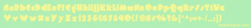 フォントArbuckleinlinenf – 黄色の文字が緑の背景にあります
