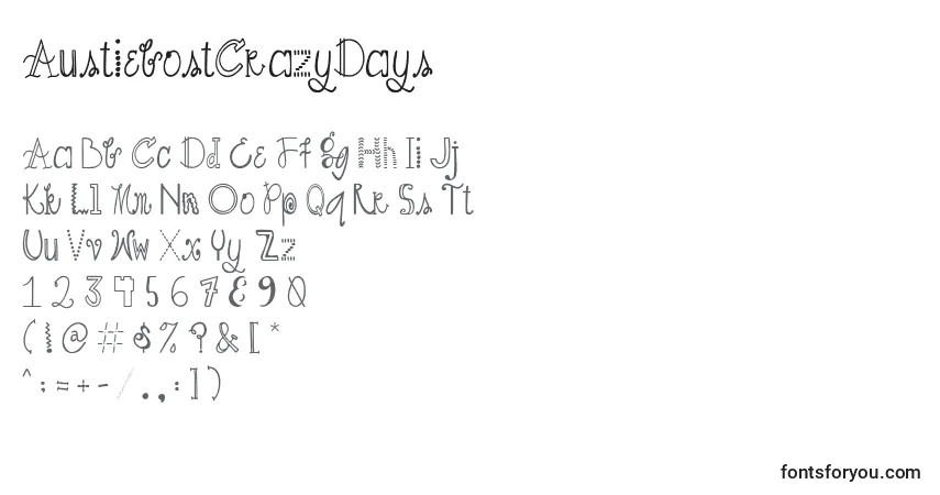 Шрифт AustiebostCrazyDays – алфавит, цифры, специальные символы