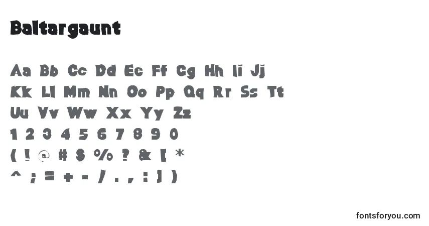 A fonte Baltargaunt – alfabeto, números, caracteres especiais