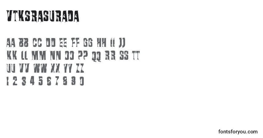 Fuente Vtksrasurada - alfabeto, números, caracteres especiales