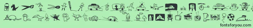 PfkidstuffRegular Font – Black Fonts on Green Background