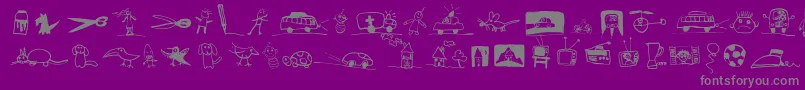 フォントPfkidstuffRegular – 紫の背景に灰色の文字