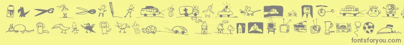 PfkidstuffRegular Font – Gray Fonts on Yellow Background
