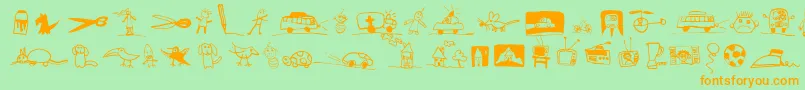 PfkidstuffRegular Font – Orange Fonts on Green Background