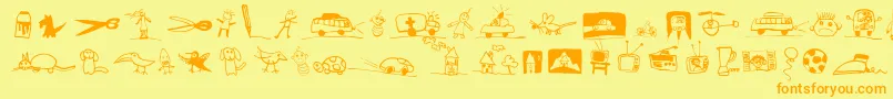 PfkidstuffRegular Font – Orange Fonts on Yellow Background