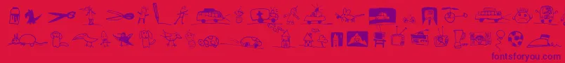 Czcionka PfkidstuffRegular – fioletowe czcionki na czerwonym tle
