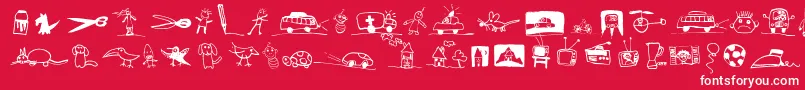 Fonte PfkidstuffRegular – fontes brancas em um fundo vermelho